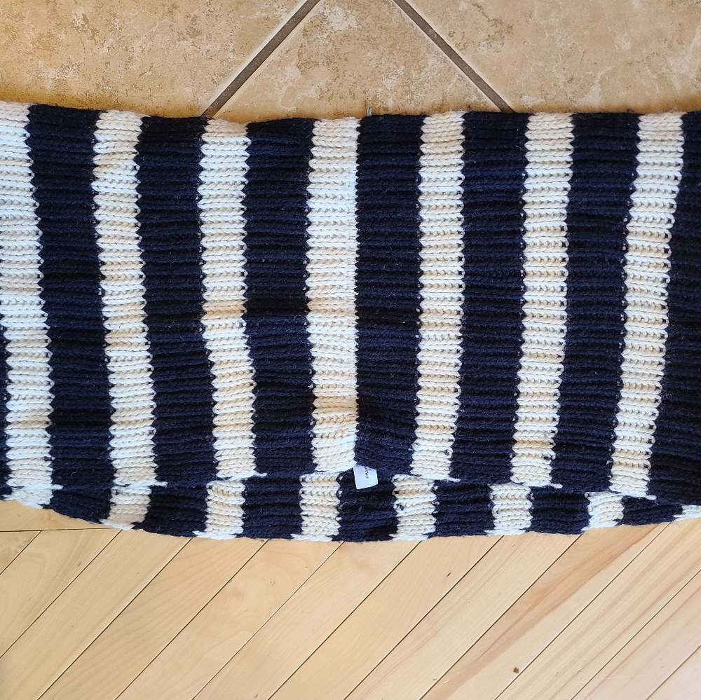 Jcrew navy and white stripe scarf